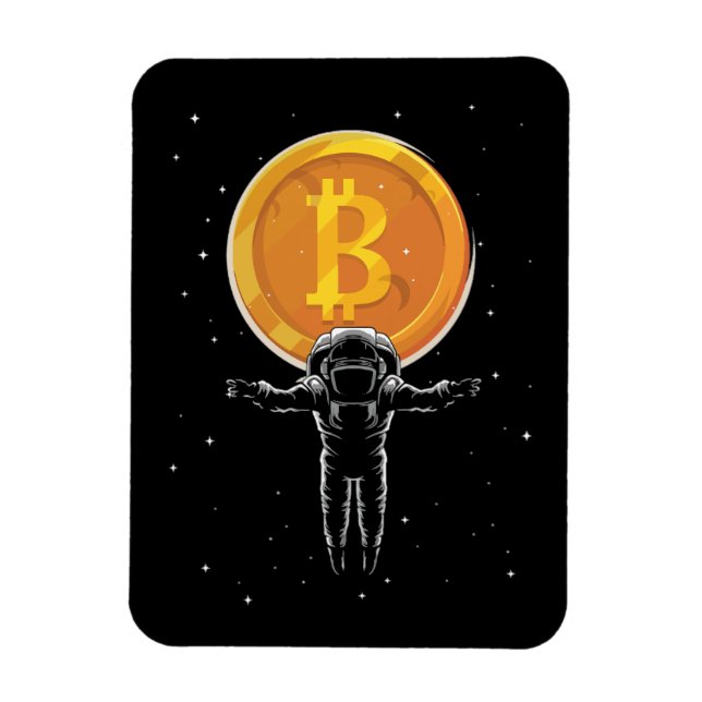 Magnet Flexible L'astronaute Bitcoin à la lune - Crypto Bitcoin (Vertical)