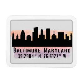 Magnet Flexible Latitude et longitude de Baltimore Skyline