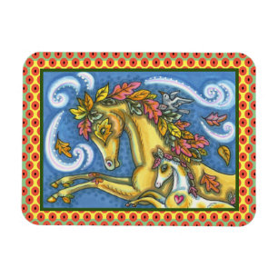 MAGNET FLEXIBLE L'AUTOMNE COLORÉE PARTE SUR LE CHEVAL ET LE COLT W