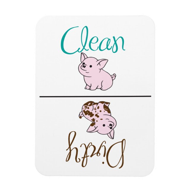 Magnet Flexible Lave-vaisselle Petit Cochon Propre/Sale (Vertical)
