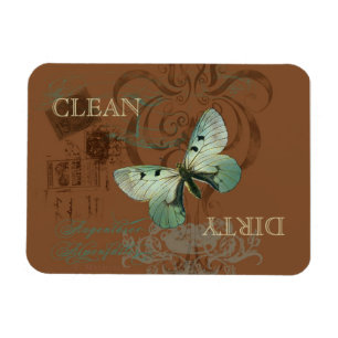 Magnet Flexible Lave-vaisselle sale propre vintage de papillon