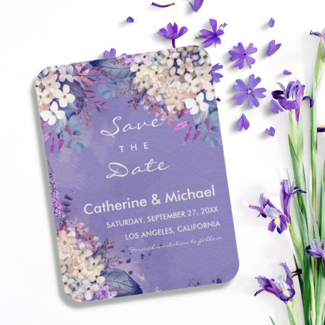 Magnet Flexible Lavender Floral Spring Wedding Enregistrer La Date (Créateur téléchargé)