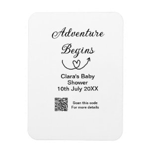 Magnet Flexible L'aventure commence baby shower scan QR code coeur