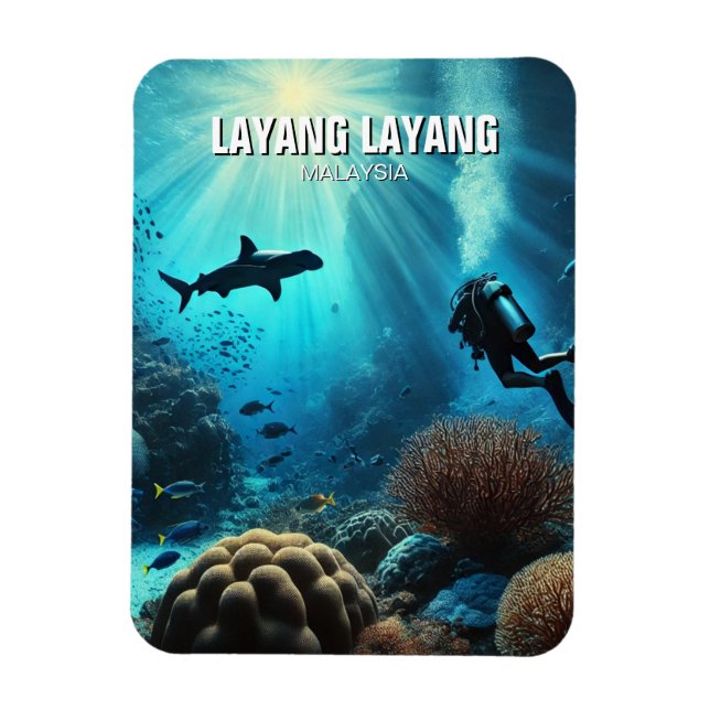 Magnet Flexible Layang Layang Malaysia Scuba Diver Hammerhead (Vertical)