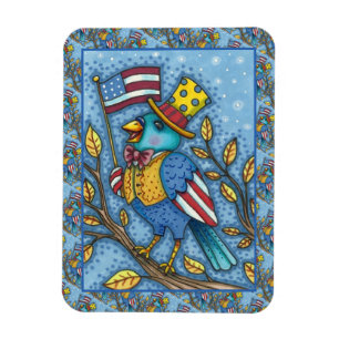 MAGNET FLEXIBLE LE 4 JUILLET, TWEET DE BLUEBIRD, AMERICAN FLAG USA