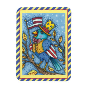 MAGNET FLEXIBLE LE 4 JUILLET, TWEET DE BLUEBIRD, DRAPEAU AMÉRICAIN