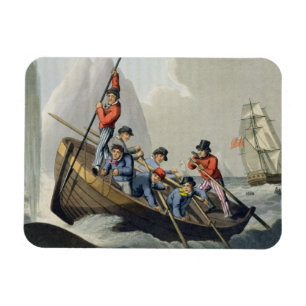 Magnet Flexible Le bateau d'un bateau attaquant une baleine,