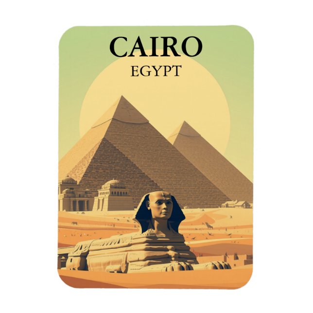 Magnet Flexible Le Caire Egypte Pyramides & Sphinx Voyage Vintage (Vertical)