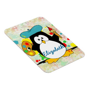Magnet Flexible Le peintre artistique de pingouin personnalisent