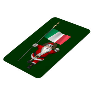 Magnet Flexible Le Père Noël Avec L'Ensigne D'Italie