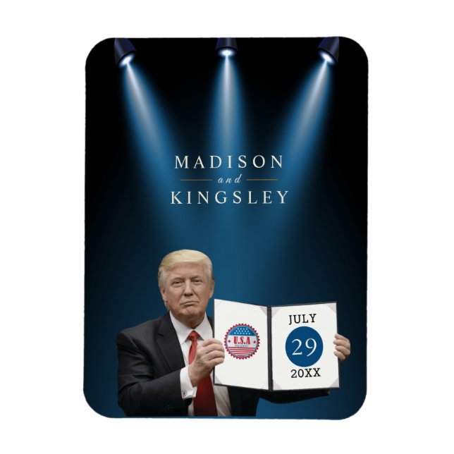 Magnet Flexible Le président Trump 🇺 🇸 ✨ Mariage patriotique (Vertical)