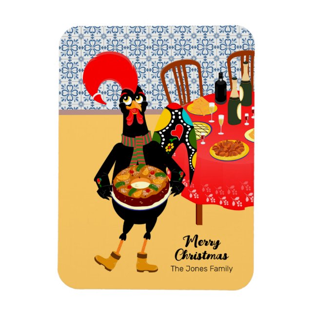 Magnet Flexible Le Rooster portugais adore la carte King Cake (Vertical)