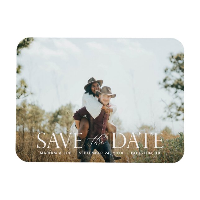 Magnet Flexible Le Script H Modern 2 Photo Enregistrer la date (Horizontal)