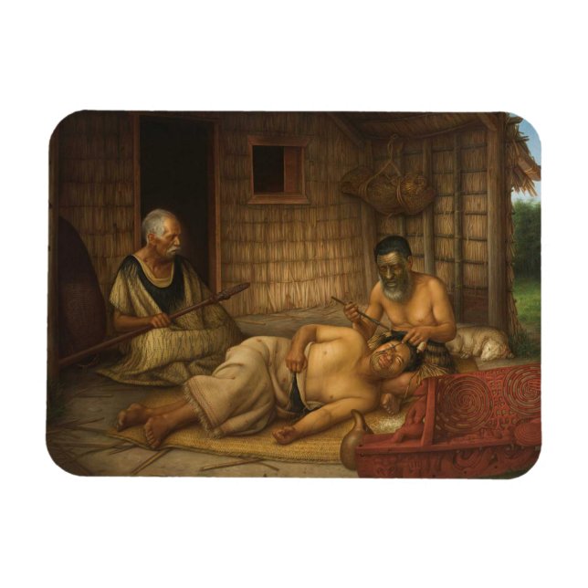 Magnet Flexible 'Le Tohunga-ta-moko au travail' - G. Lindauer (Horizontal)