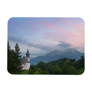 Magnet Flexible L'église avec les Alpes au coucher du soleil