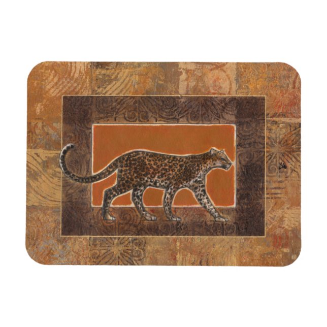 Magnet Flexible Leopard sur Orange et Arrière - plan Brown (Horizontal)