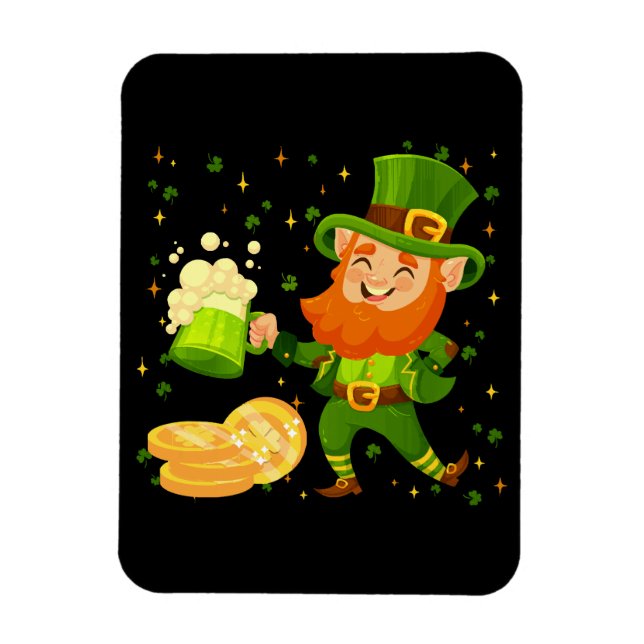 Magnet Flexible Leprechaun Boire Bière St. Patrick's Day (Vertical)