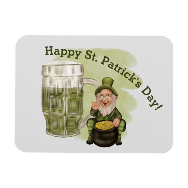 Magnet Flexible Leprechaun et Green Beer St. Patrick's Day (Horizontal)