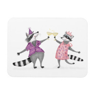 Magnet Flexible Les adorables ratons laveurs célèbrent la fête de 