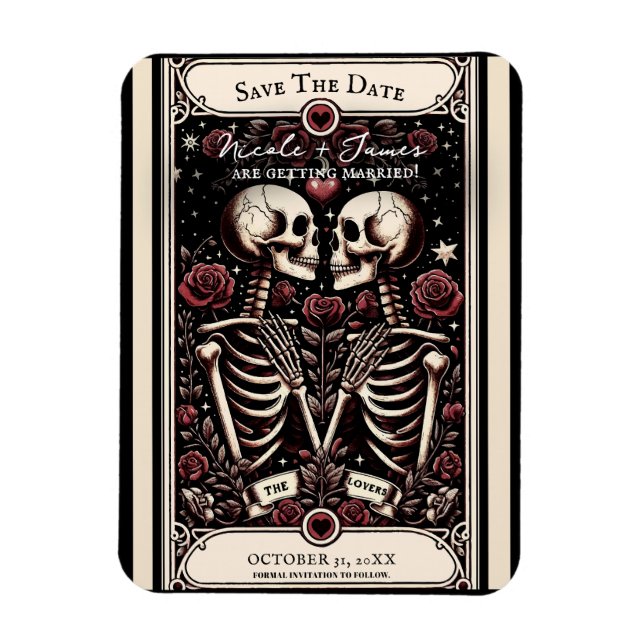 Magnet Flexible LES AMOUREUX Tarot Skeleton Love Enregistrer la da (Vertical)