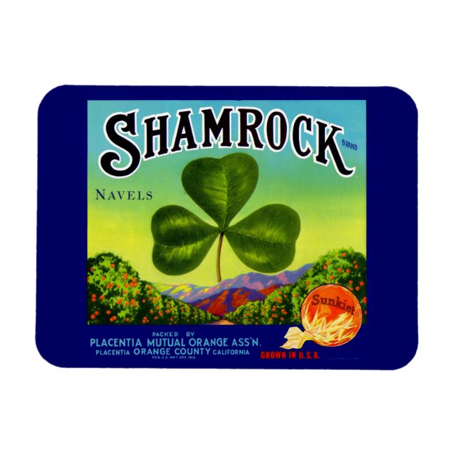 Magnet Flexible Les années 1930 étiquette  Shamrock Navel Oranges (Horizontal)
