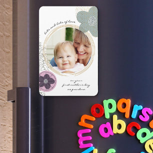 Magnet Flexible Les fleurs d'art pop et la photo verte rose pâle