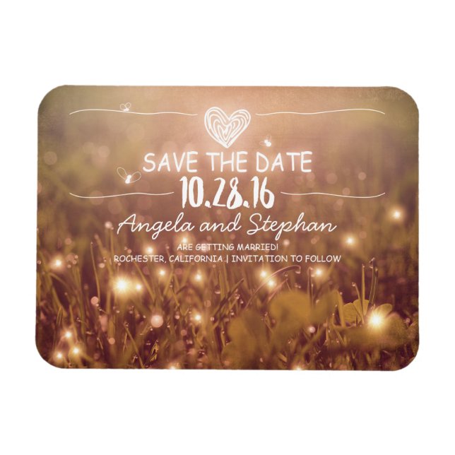 Magnet Flexible Les lucioles Nature Whimsical Enregistrer la date (Horizontal)