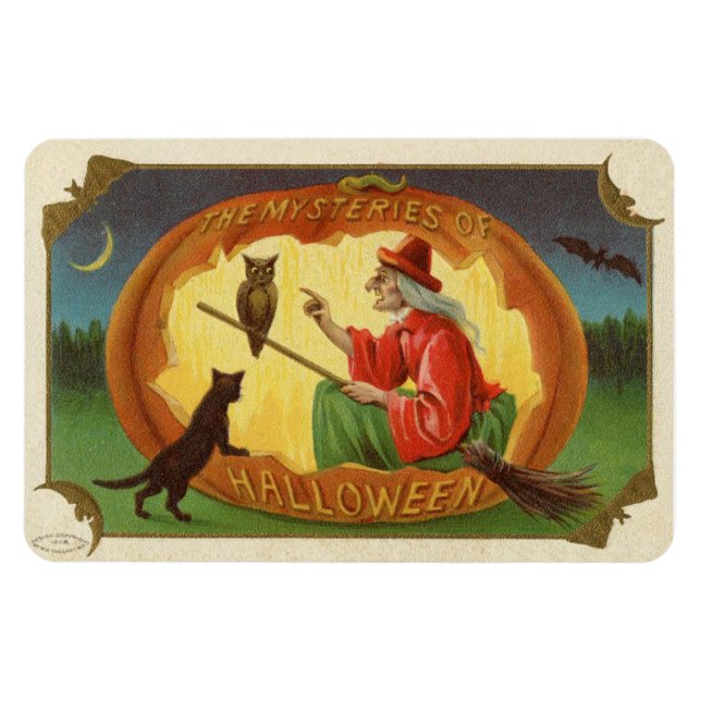 Magnet Flexible Les mystères de la sorcière d'Halloween Vintage (Horizontal)