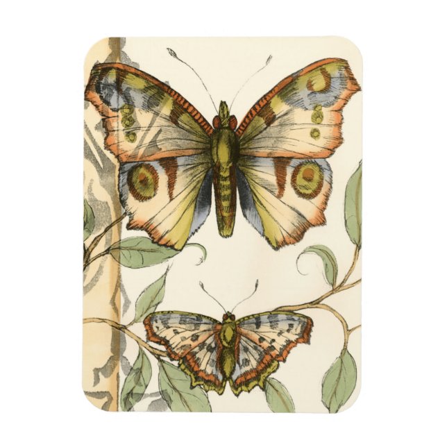 Magnet Flexible Les papillons Tandem sur les Feuilles verts (Vertical)