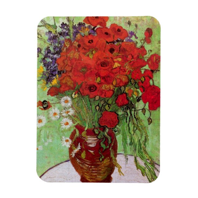 Magnet Flexible Les pavots rouges et les marguerites de Vincent va (Vertical)