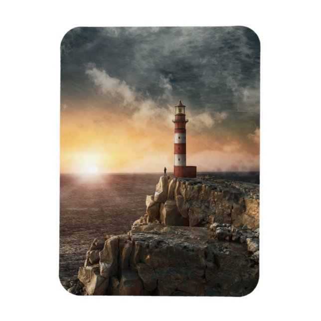 Magnet Flexible Les phares | Phare rouge et blanc (Vertical)