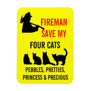 Magnet Flexible Les pompiers sauvent mes quatre chats
