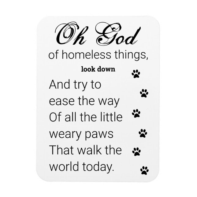 Magnet Flexible Les Prayers de Little Paws pour les Homeless Dogs  (Vertical)