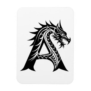 Magnet Flexible Lettre A de style dragon, Alphabet Dragon, Monogra