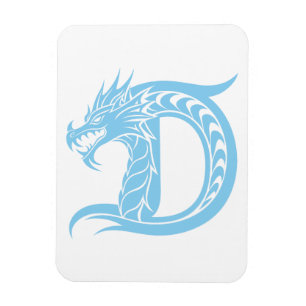 Magnet Flexible Lettre D de style dragon, Alphabet du dragon, Mono