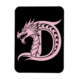 Magnet Flexible Lettre D de style dragon, alphabet du dragon, mono