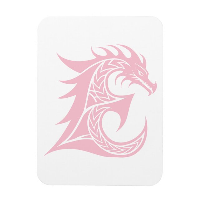 Magnet Flexible Lettre E de style dragon, alphabet du dragon, mono (Vertical)
