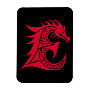 Magnet Flexible Lettre E de style dragon, alphabet du dragon, mono