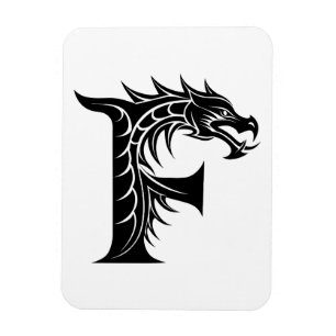 Magnet Flexible Lettre F de style dragon, Alphabet Dragon, Monogra