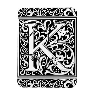 Magnet Flexible Lettre K Monogramme médiéval Art Nouveau