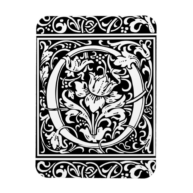 Magnet Flexible Lettre O Monogramme Médiéval Art Nouveau (Vertical)