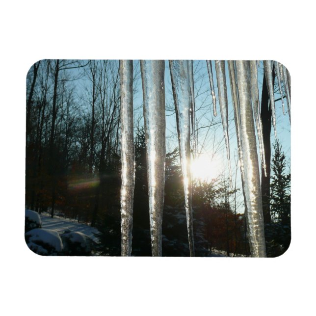 Magnet Flexible Lever du soleil à travers Icicles hiver Photograph (Horizontal)