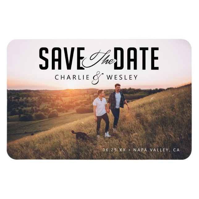 Magnet Flexible LGBTQ Moderne Sauvez la Date avec Photo (Horizontal)