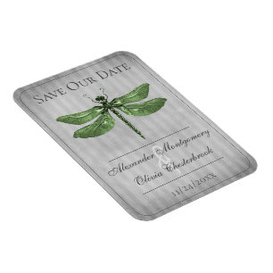 Magnet Flexible Libellule au joyau vert Carte de sauvegarde de dat