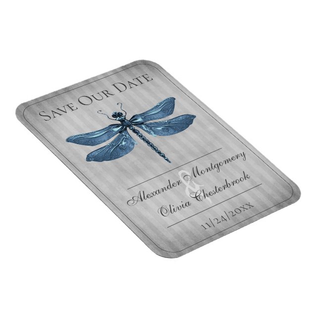 Magnet Flexible Libellule Bleue Bijou Save the Date (Côté Droit)