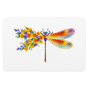 Magnet Flexible libellule de fleurs jaunes