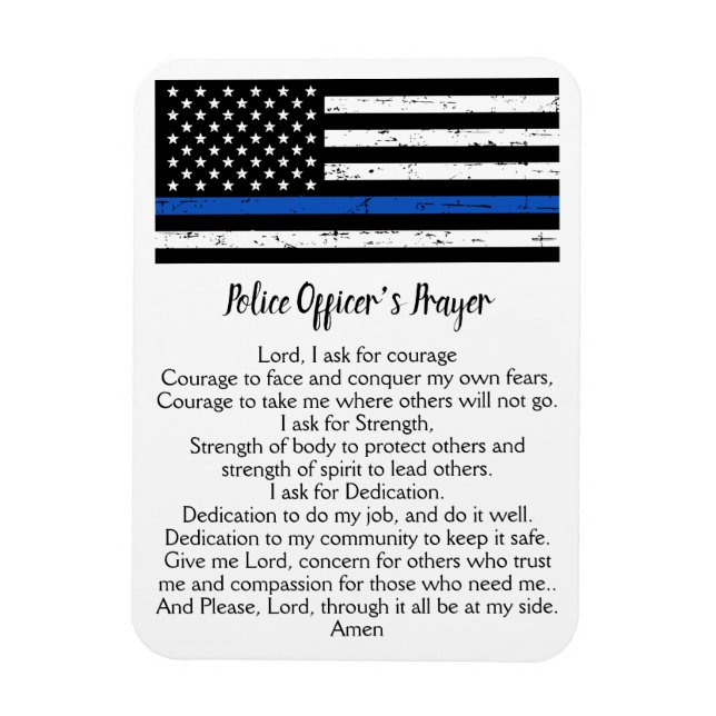 Magnet Flexible Ligne Bleue Mince Drapeau Officier de police Prièr (Vertical)