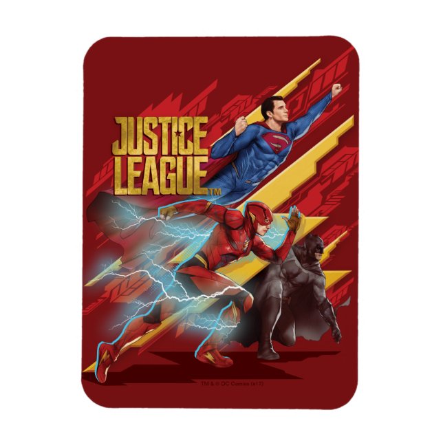 Magnet Flexible Ligue de Justice | Badge Superman, Flash et Batman (Vertical)