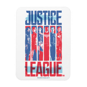 Magnet Flexible Ligue de Justice Blue & Red Group Pop Art