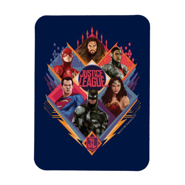 Magnet Flexible Ligue de Justice | Insigne du groupe de hachures d (Vertical)